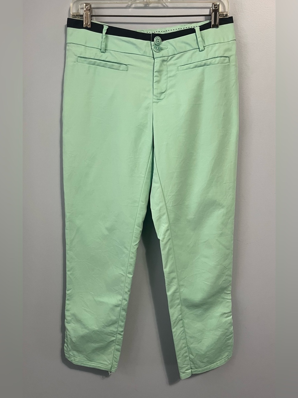 Anthropologie Cartonnier Mint Green Cropped Stretch Cotton Pants Size 4